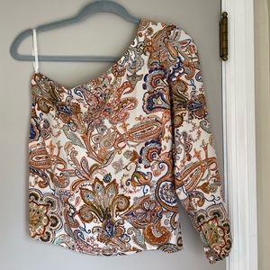 Paisley Print One-Shoulder Top